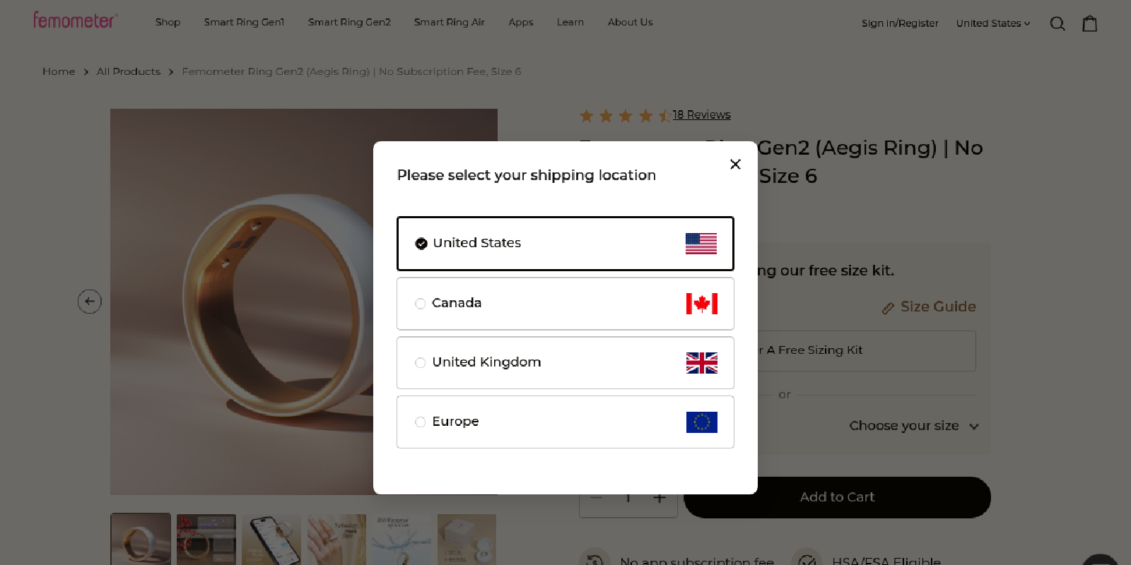 femometer smart ring for women